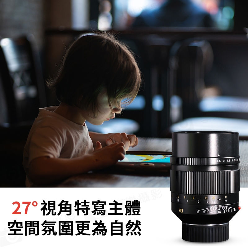 客訂商品)中一光學SpeedMaster 90mm F1.5 全片幅單反大光圈手動鏡頭for