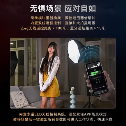 【永諾 YNLUX100 PRO 雙色溫LED攝影燈-柔光箱套餐(含網格)】120W COB燈珠 保榮卡口 手機APP遙控 手持外拍燈 補光燈 攝像燈：圖片 13