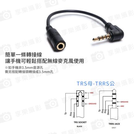 【Rodeane樂笛 CIP6L 相機轉手機音源轉接頭 3.5mm TRS母-TRRS公】麥克風接手機轉換線 手機轉接線 3節轉4節 公母轉換 手機直撥 採訪：圖片 3